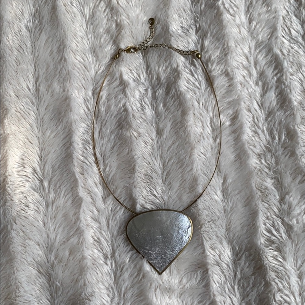 Gold and silver shell necklace mixed metals